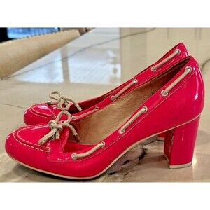Hot Pink Jeffrey Sperry Top-Sider Patent Leather Chunky Heels-Size 8